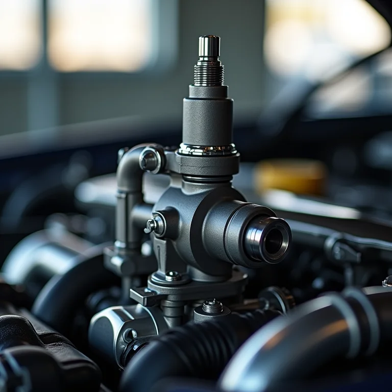 Válvula de admissão e injetor de combustível em close