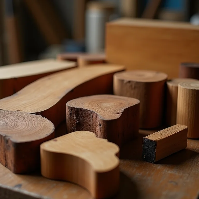 Variedade de madeiras nobres para instrumentos musicais