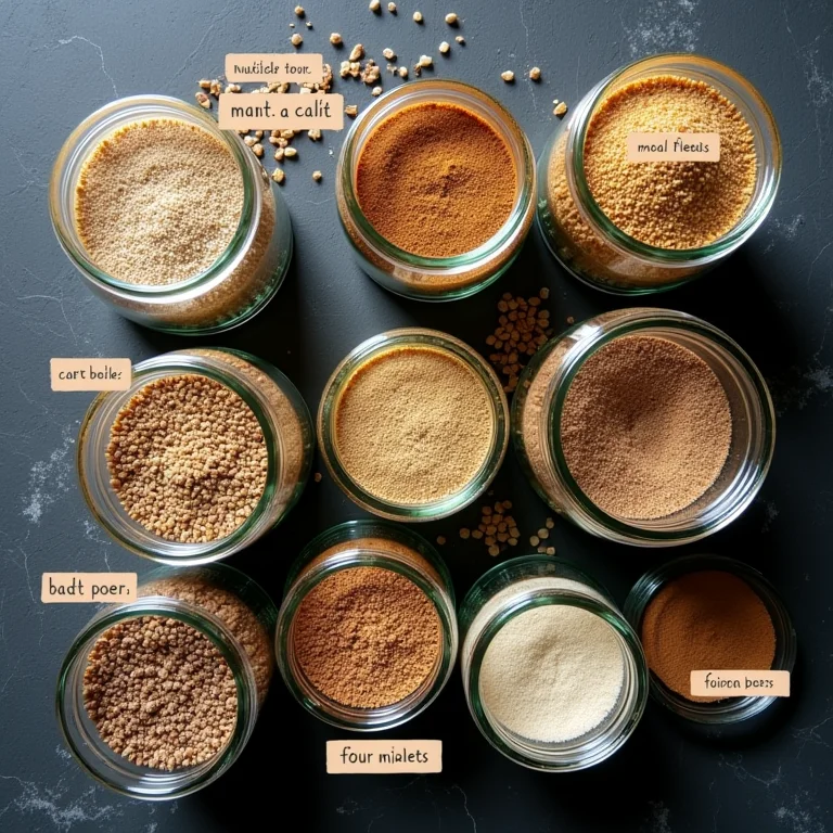 Variedade de maltes para cerveja artesanal dispostos em potes de vidro.