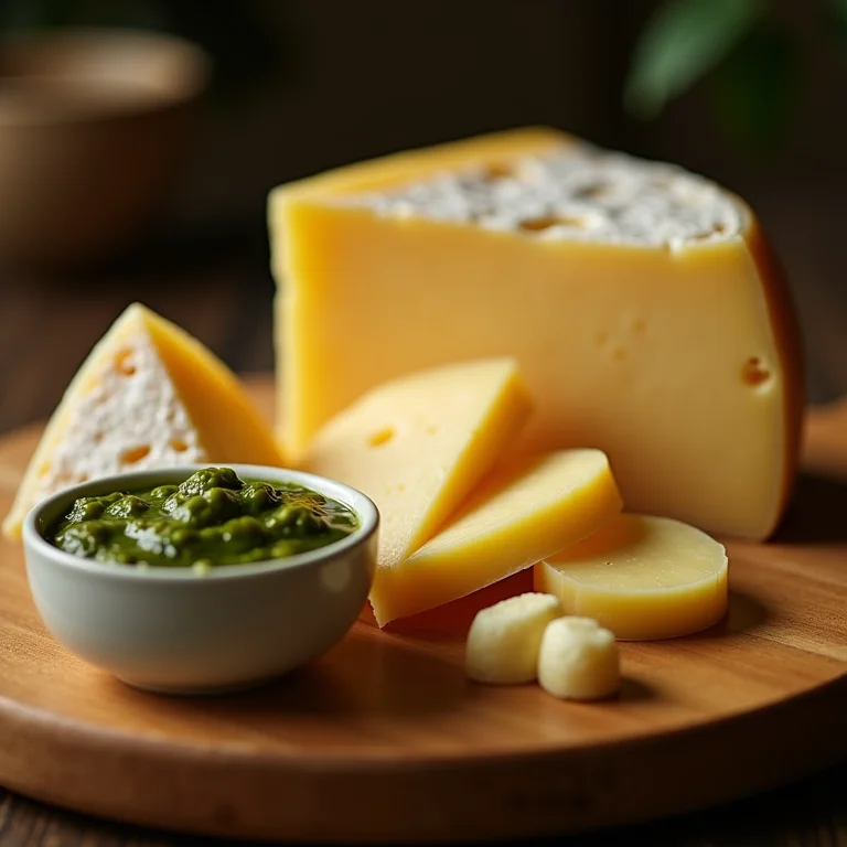 Variedade de queijos para molho pesto caseiro.