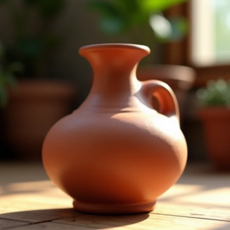 Vaso de cerâmica fotografado de baixo para cima