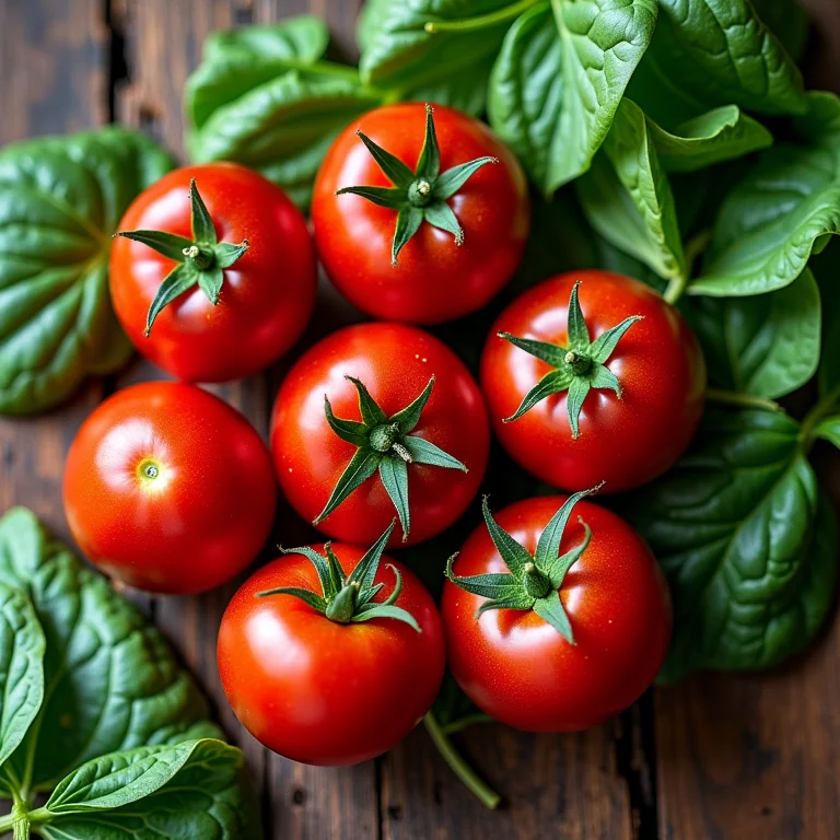 Verduras orgânicas frescas dispostas artisticamente em uma mesa de madeira.