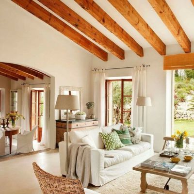 decoração de sala de estar rústica