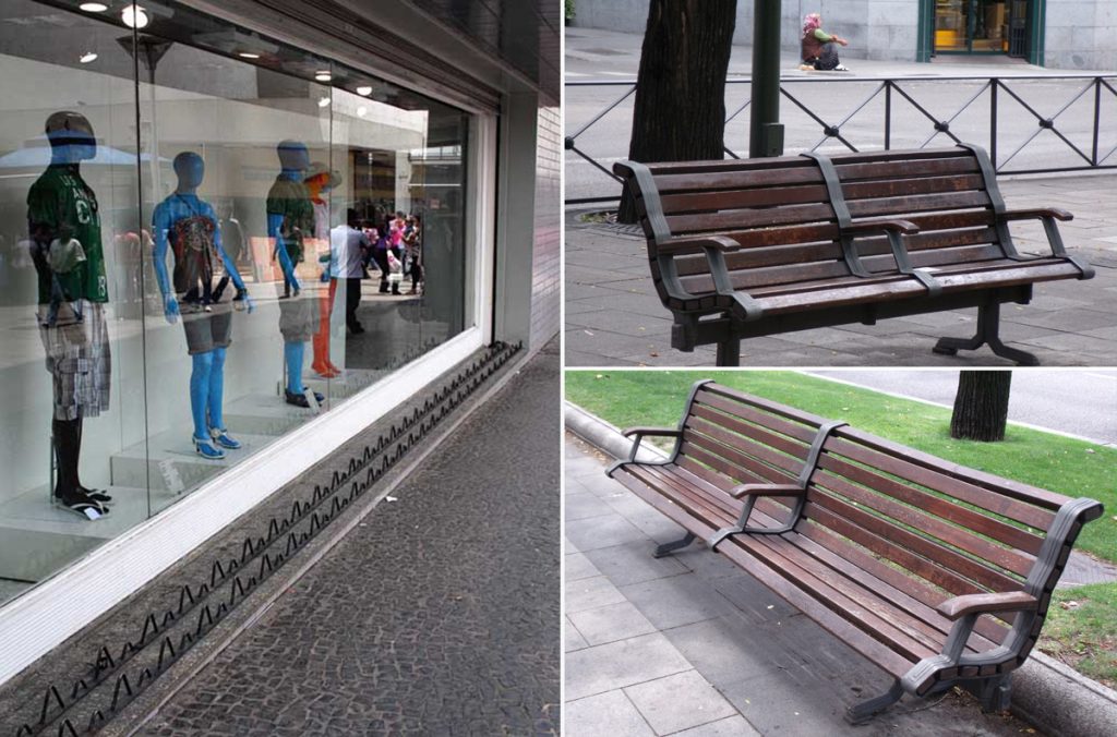 arquitetura hostil exemplos