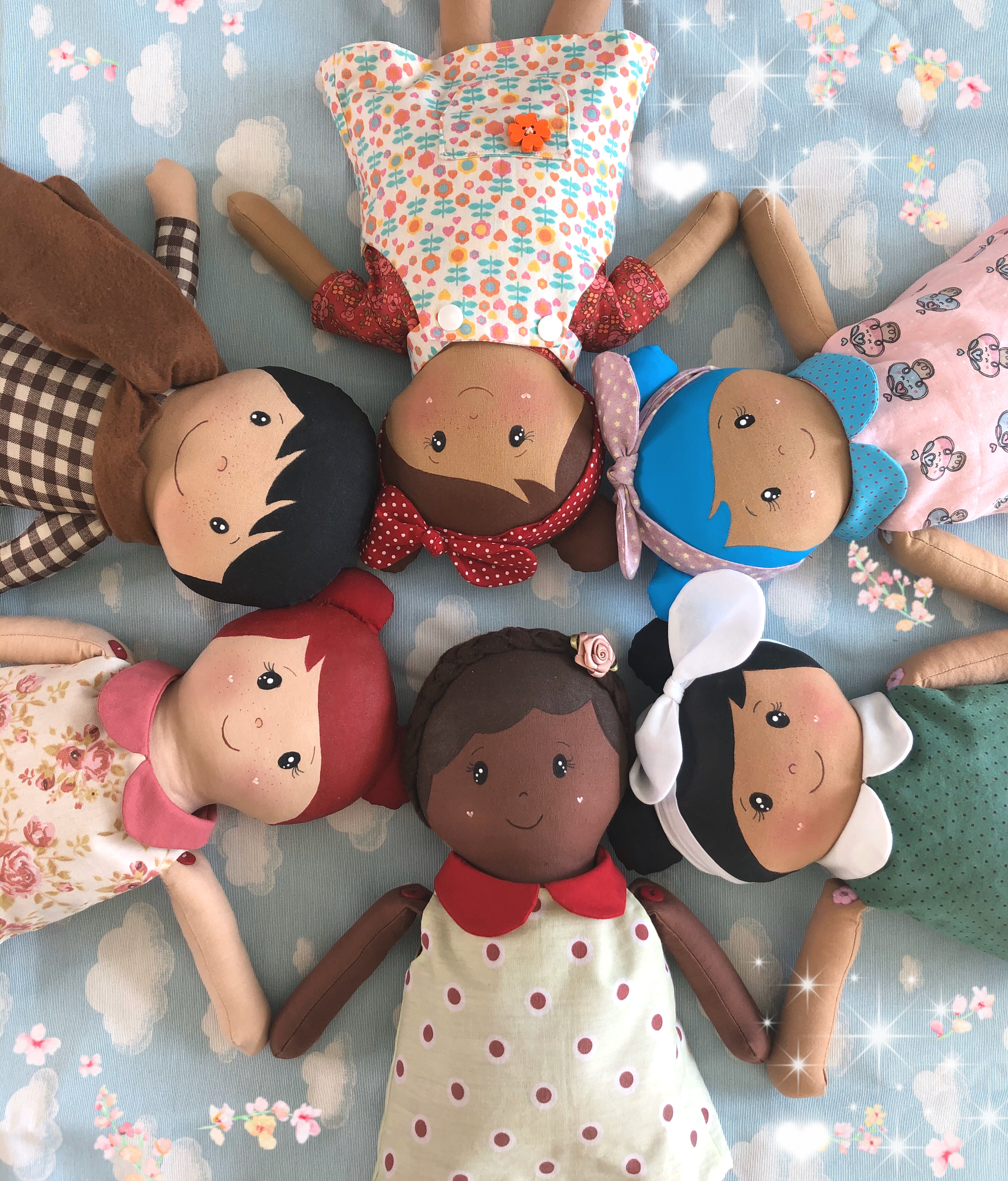 artesão em bonecas de pano mei