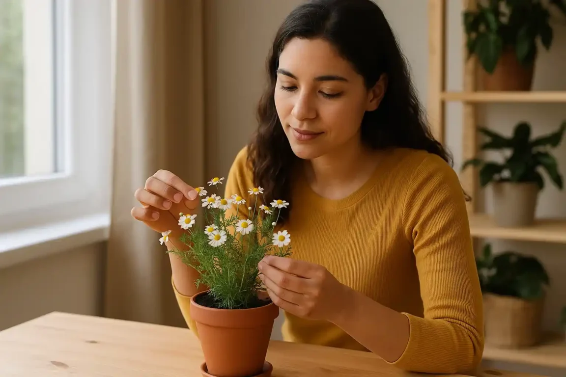 camomila em vaso