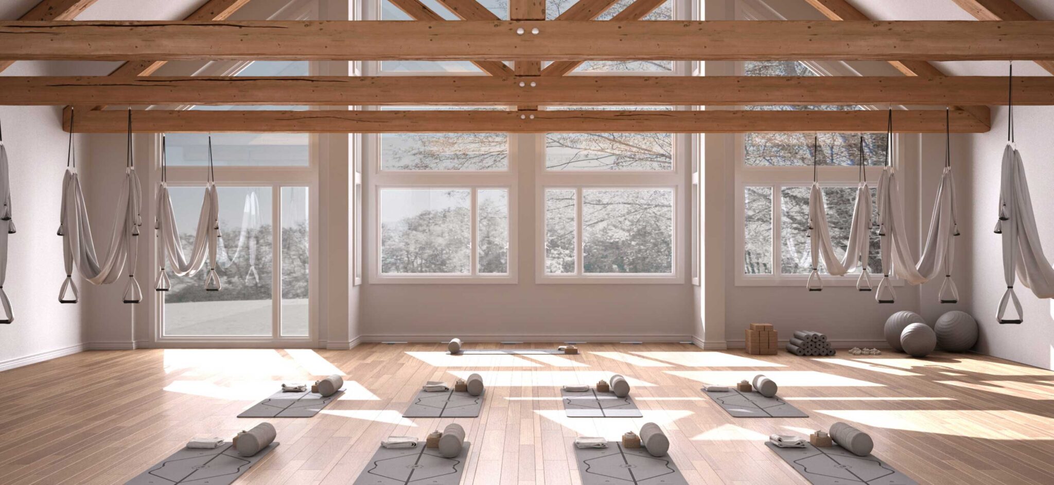 decoração de estúdio de yoga