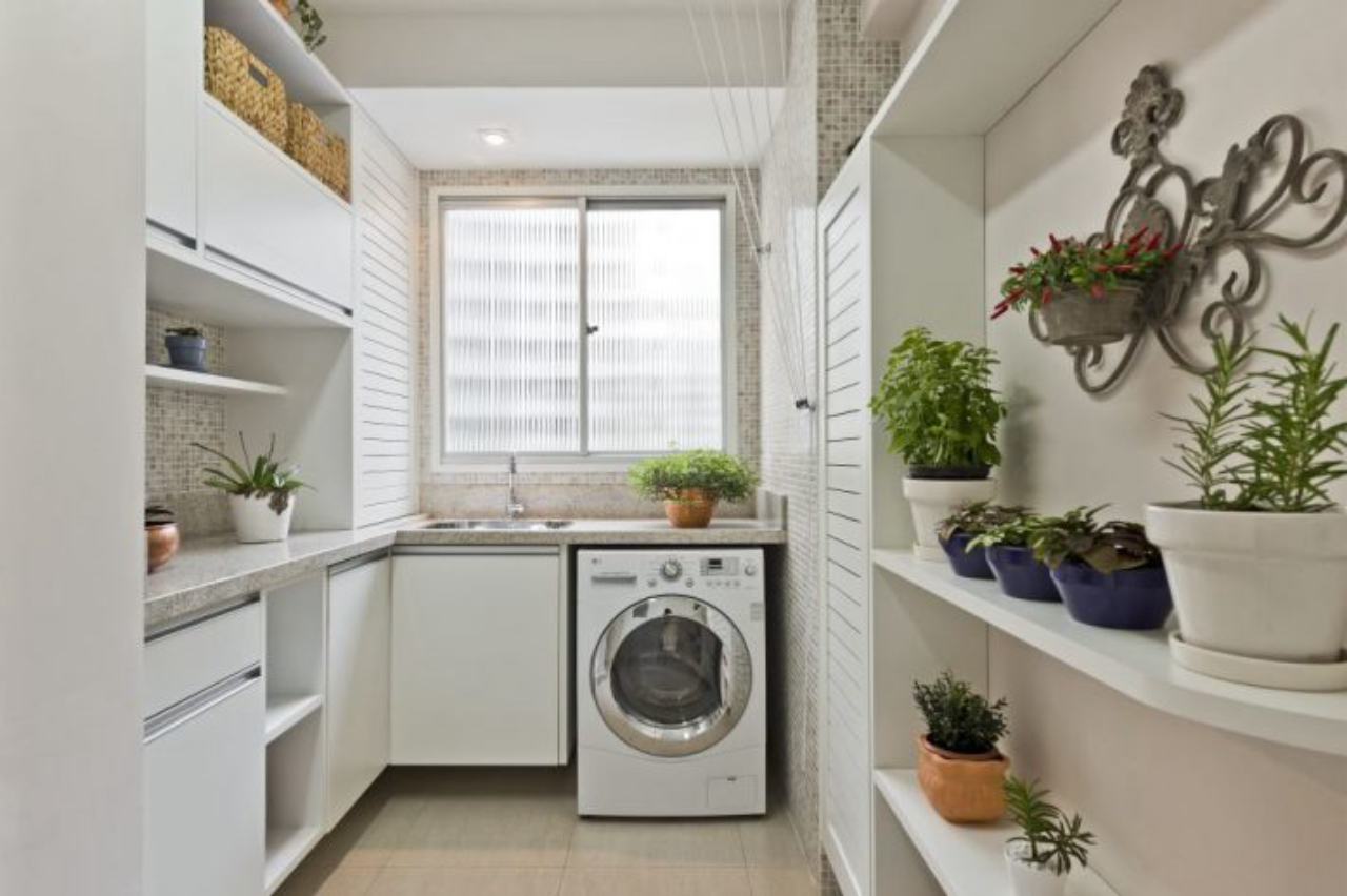 decoração de lavanderia pequena
