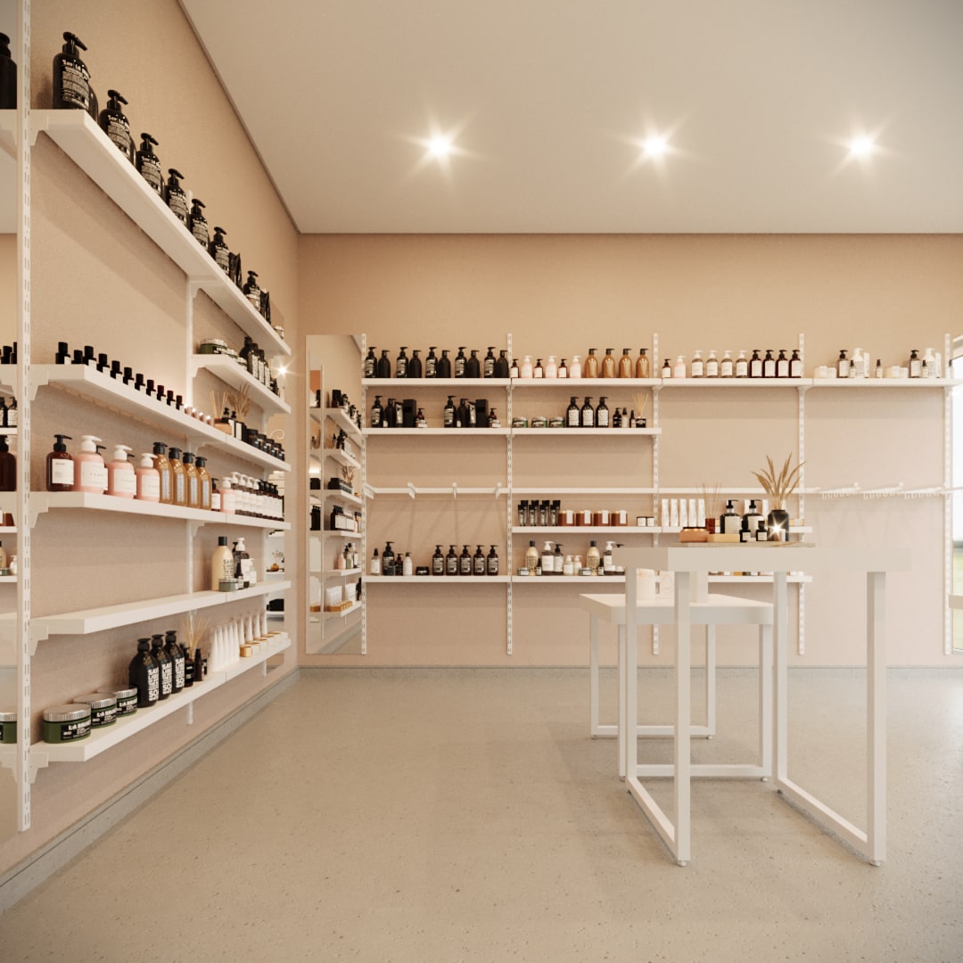 decoração de loja de cosméticos