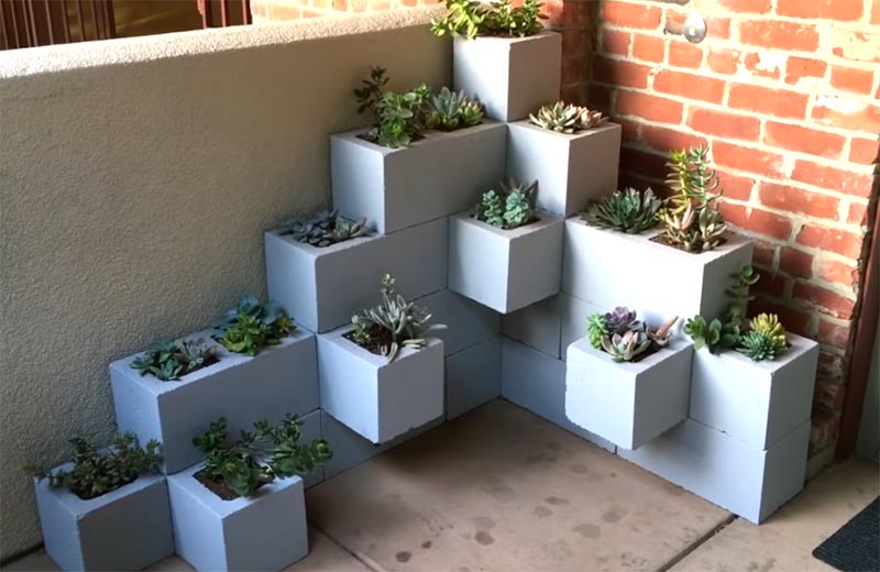 jardim vertical com blocos de concreto