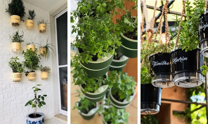 jardim vertical para plantas aromáticas