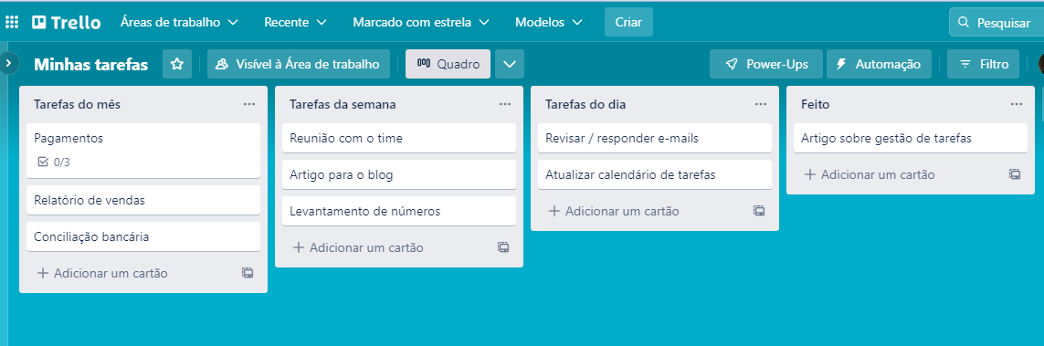 5 ideias de títulos:
1. Trello vs. Todoist: Qual a melhor ferramenta de gestão para o seu MEI?
2. Notion para MEI: Um guia completo para organizar seu negócio.
3. Como usar o Google Calendar para nunca mais perder prazos como MEI.
4. A Regra dos 3: A estratégia simples para MEIs aumentarem a produtividade.
5. Evite o erro comum: Como não gastar mais tempo organizando do que trabalhando.