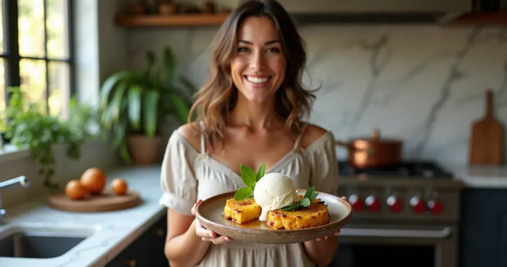 Abacaxi assado com especiarias e sorvete de coco: sofisticação em 45 minutos