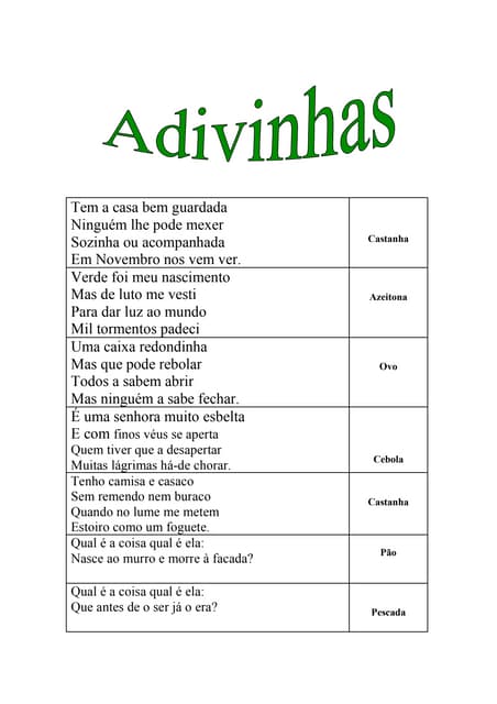 adivinhação para crianças