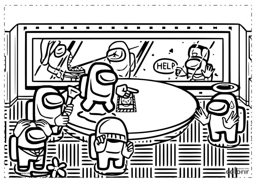desenhos de among us vs outros jogos para colorir