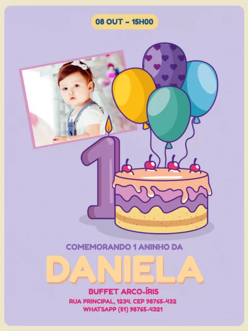 organização festa 1 ano menina