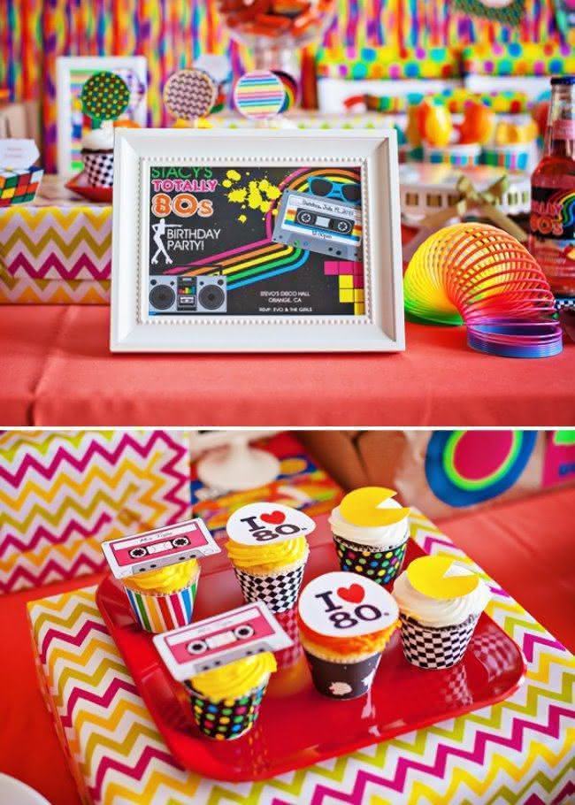 Cores neon festa anos 80