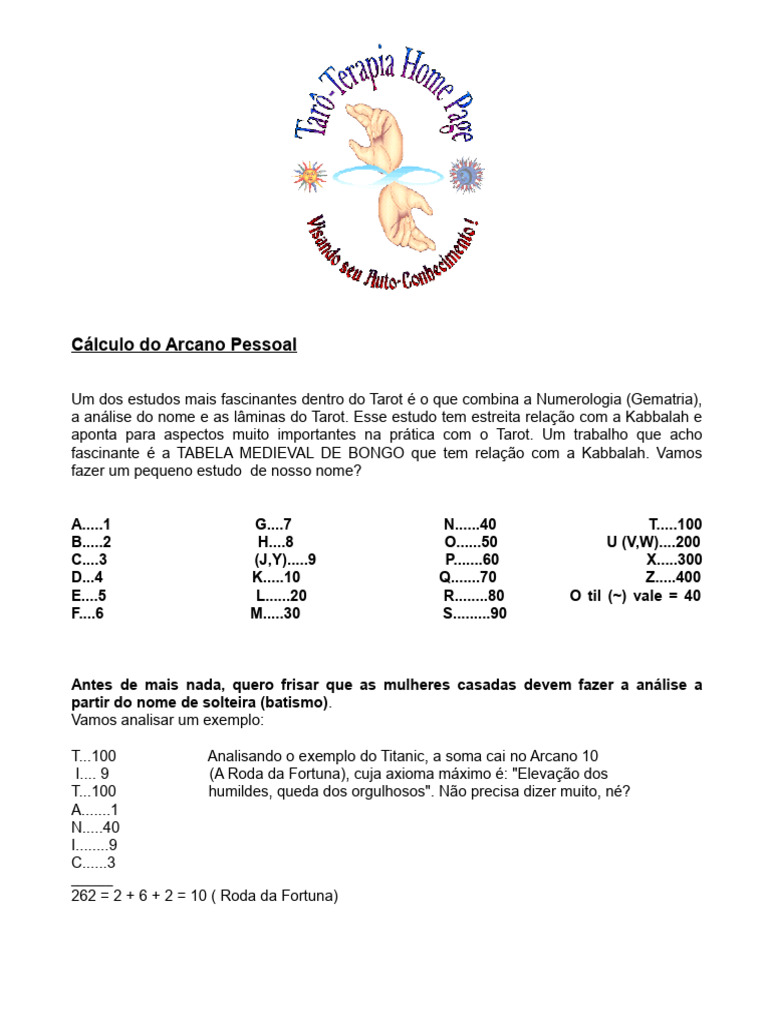 arcano pessoal data de nascimento
