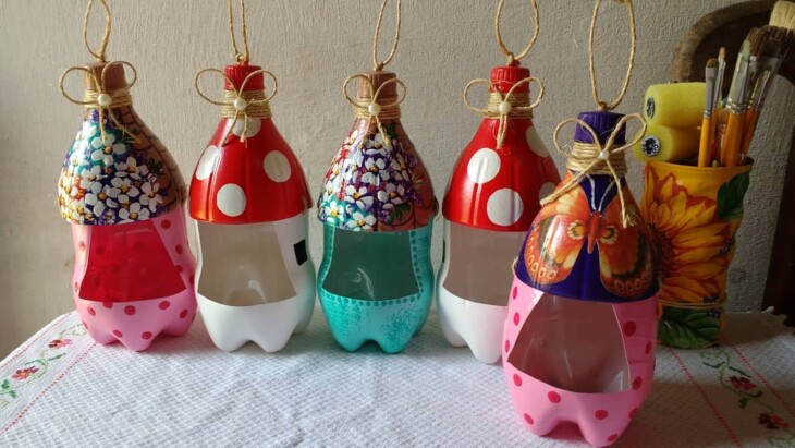 artesanato com garrafa pet pequena