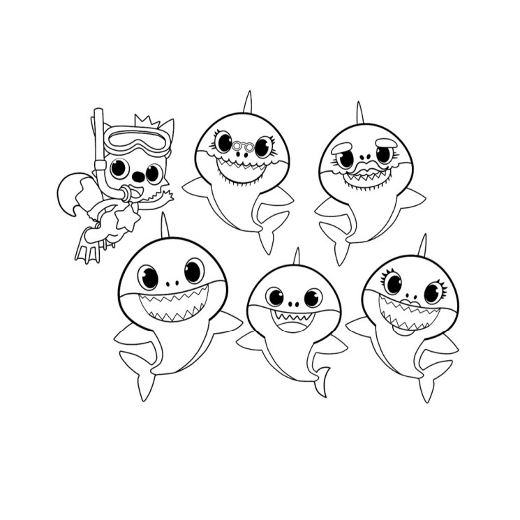 desenho familia shark para colorir