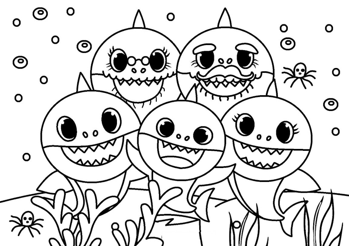desenho familia shark para colorir
