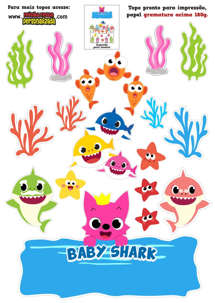 custo de impressão de materiais baby shark para festa