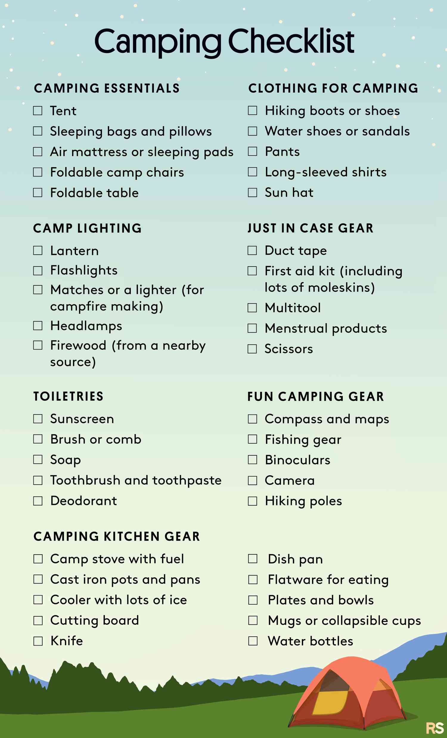 best camping gear checklist