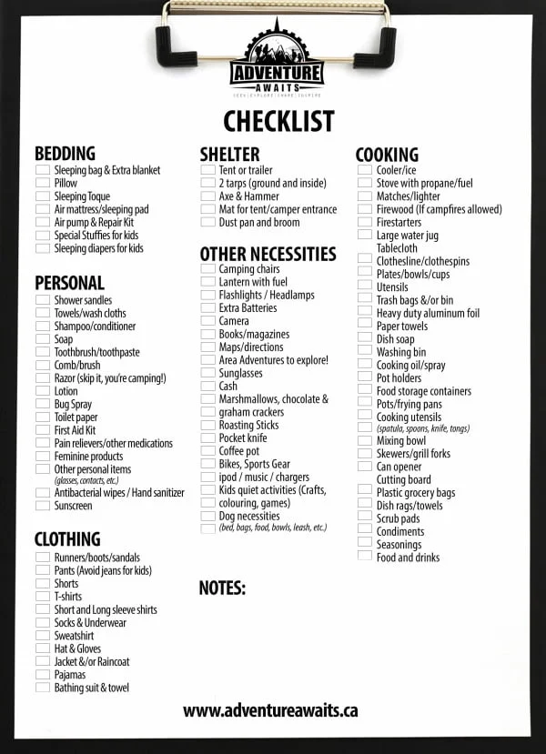 erros comuns ao montar checklist de camping