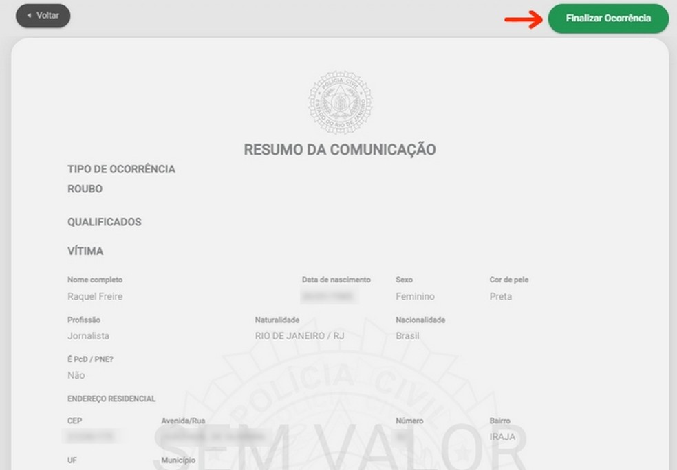 tipos de ocorrência que posso registrar online
