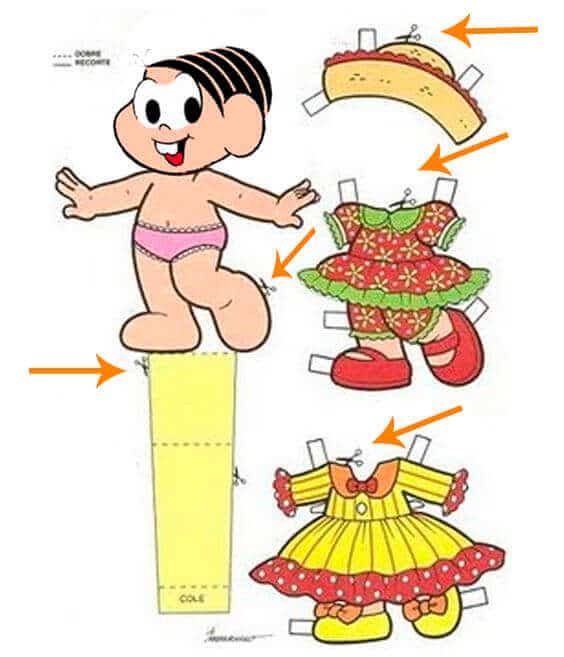 boneca de papel com moldes