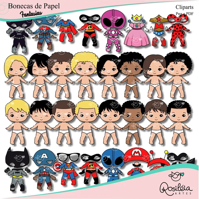 boneca de papel estilo retrô