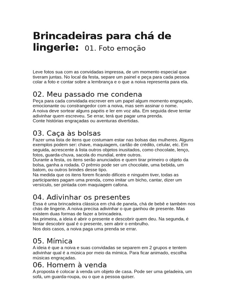 quanto custa organizar brincadeiras para chá de lingerie