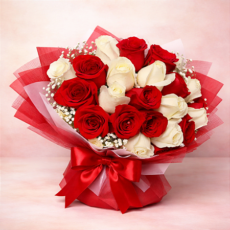ideias de buquê de rosas vermelhas e brancas para casamento
