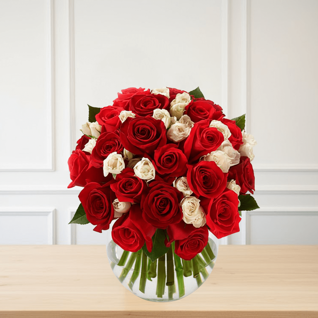 ideias de buquê de rosas vermelhas e brancas para casamento