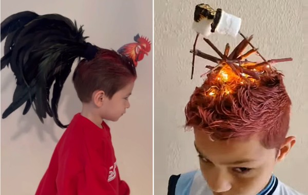 como fazer cabelo maluco de dinossauro passo a passo menino