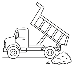 desenho de caminhão caçamba com tema de obra para colorir