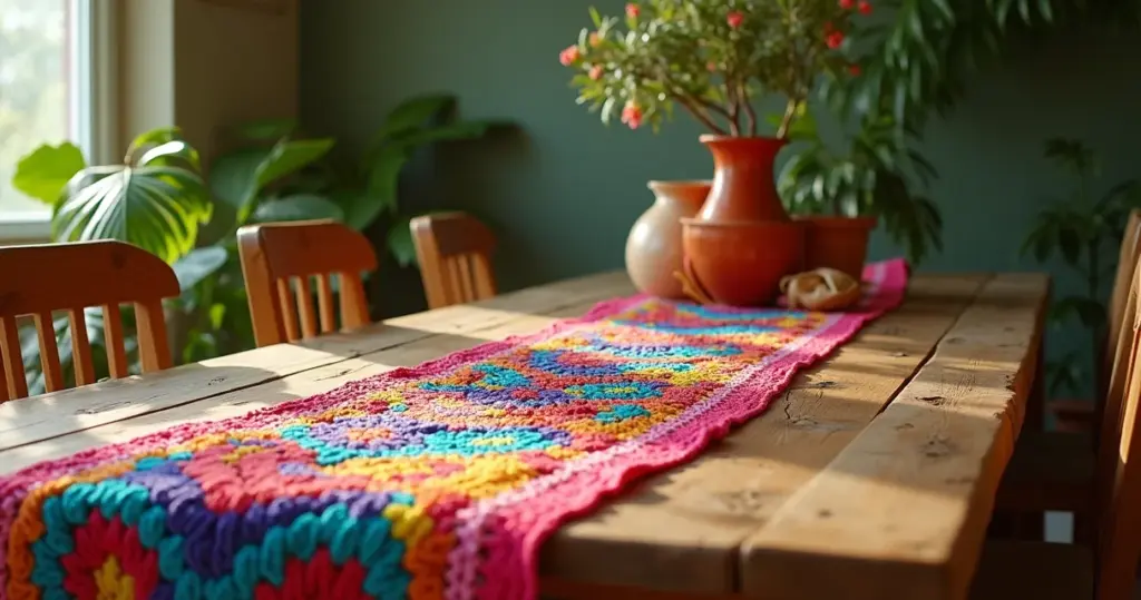 27 Ideias de Caminho de Mesa de Crochê que Vão Transformar Sua Casa