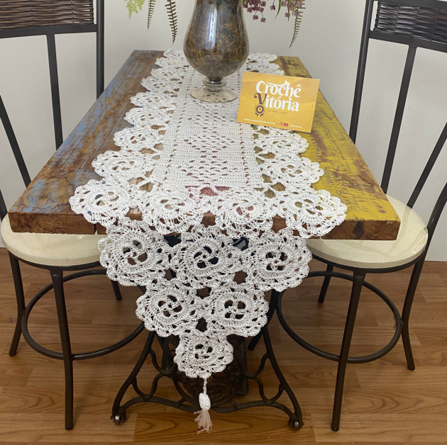 caminho de mesa de crochê geométrico passo a passo