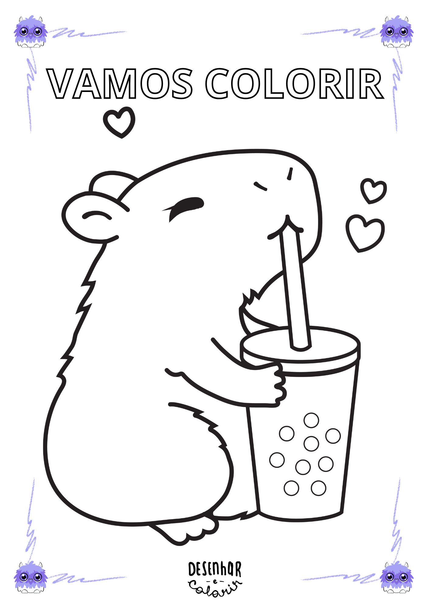 melhores desenhos de capivara para colorir online