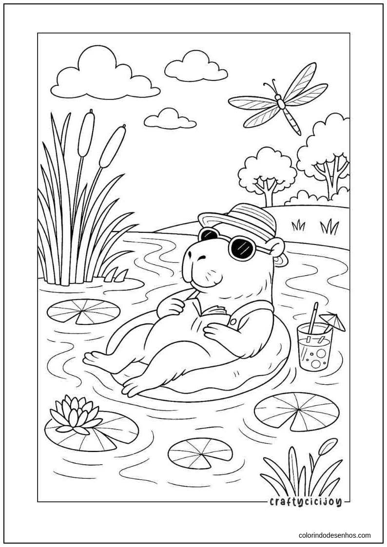 melhores desenhos de capivara para colorir online