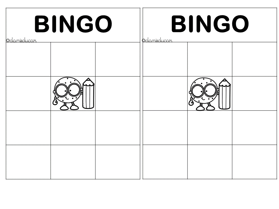 bingo de palavras em branco