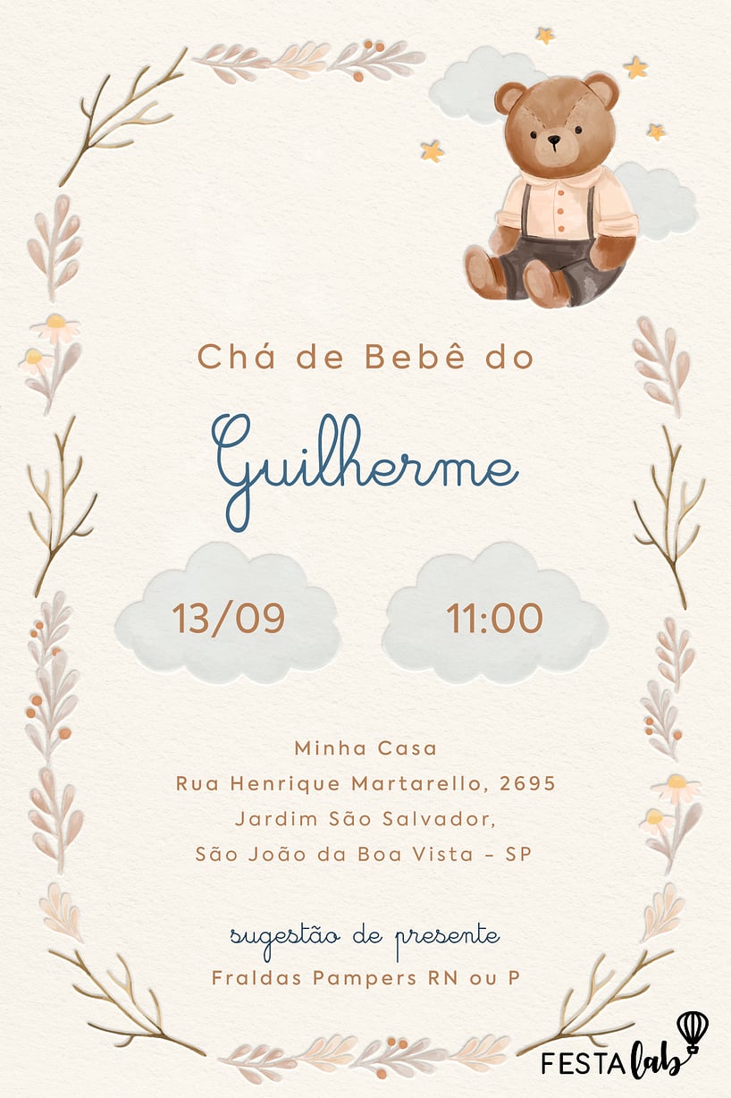 cha de bebê convite