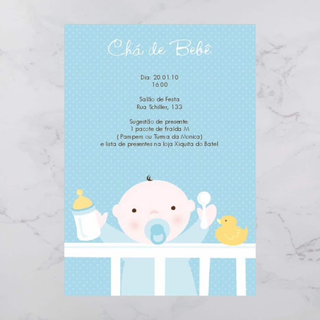 ideias criativas de convite para chá de bebê