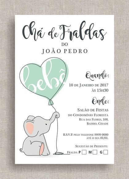 quanto custa um convite de chá de bebê personalizado