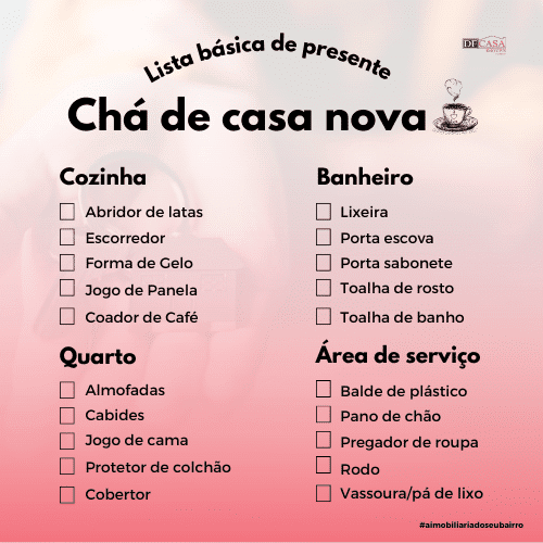 lista de chá de casa