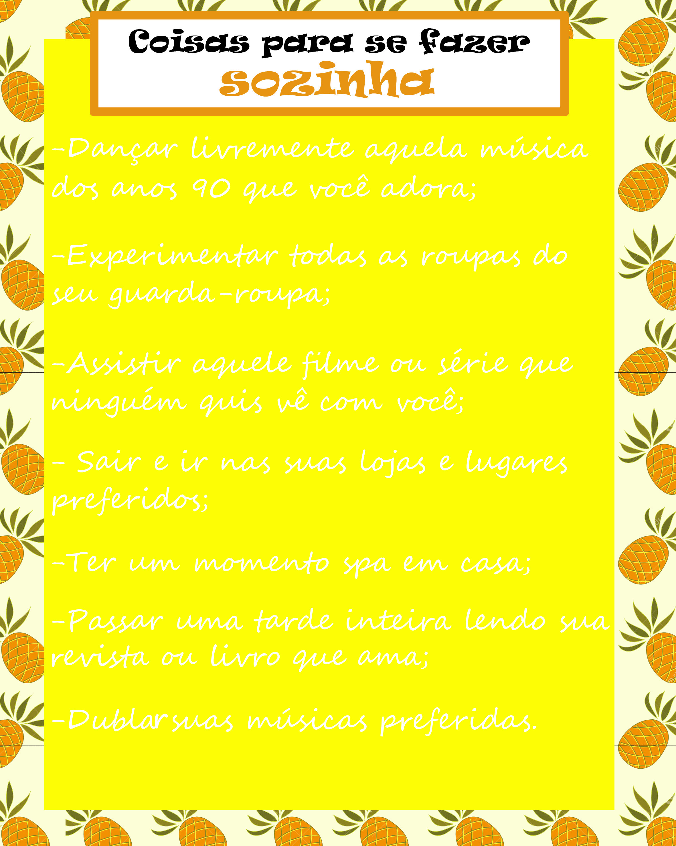 ideias inspiradoras para atividades sozinho