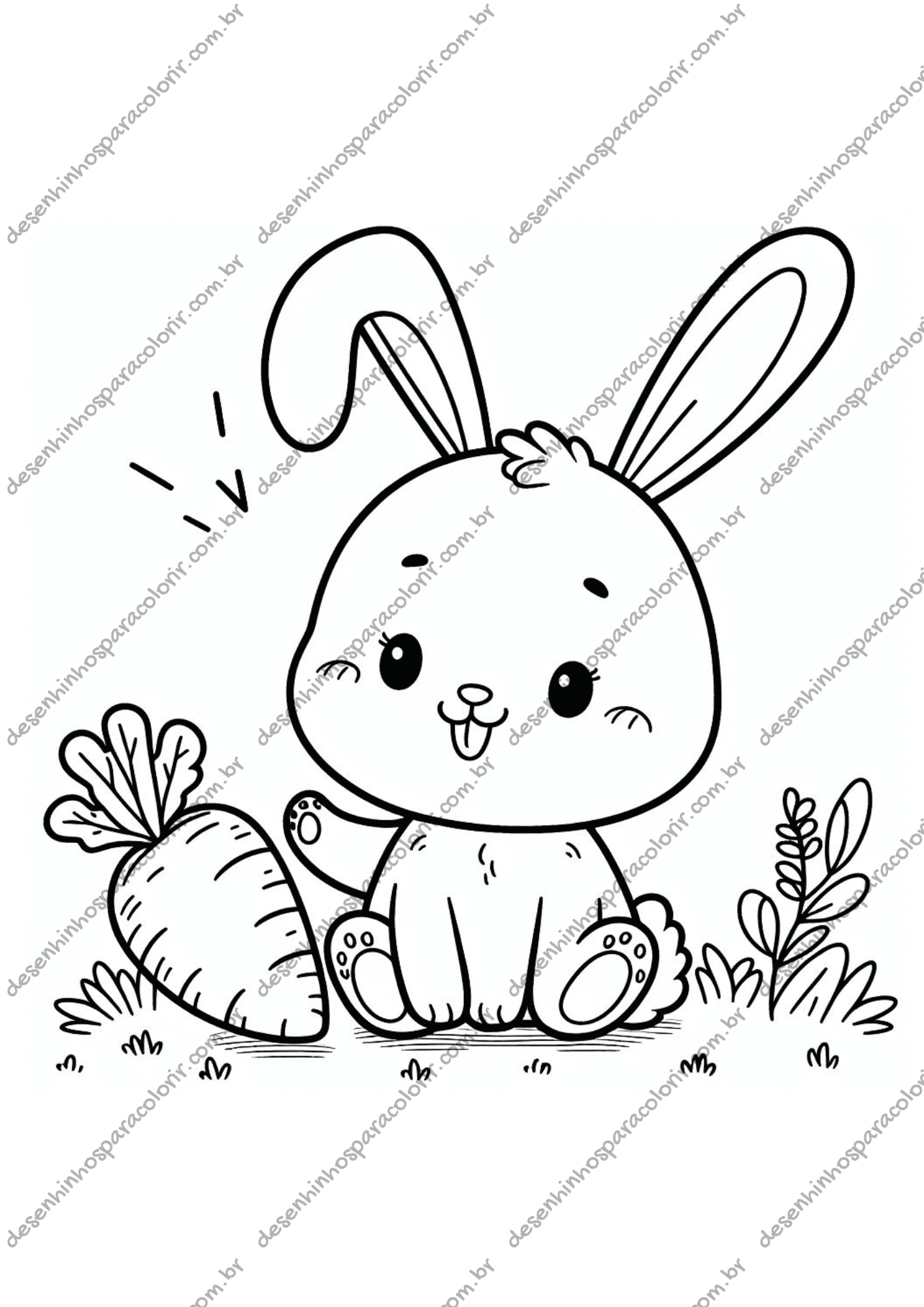 colorir coelho chibi