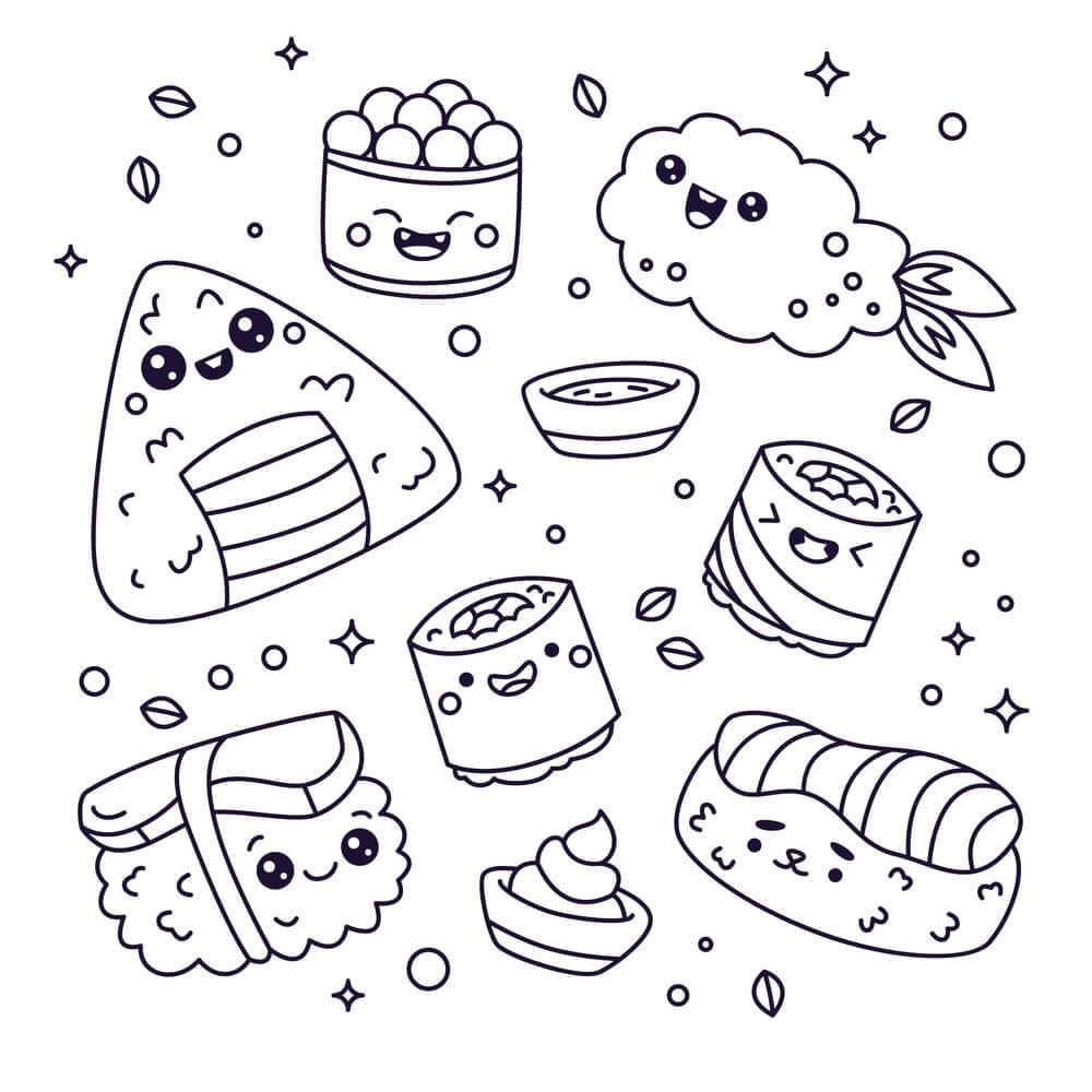 comida para imprimir kawaii