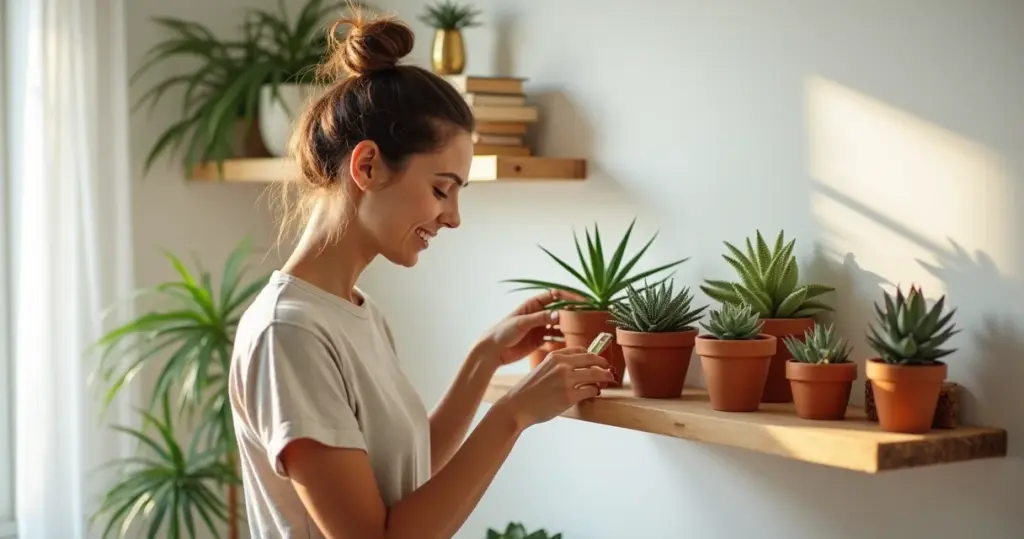 Como decorar prateleiras com mini vasos de suculentas e criar um cantinho verde em casa