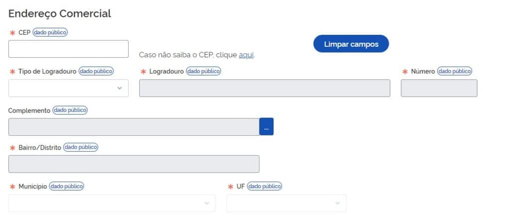 como alterar cep endereço mei passo a passo